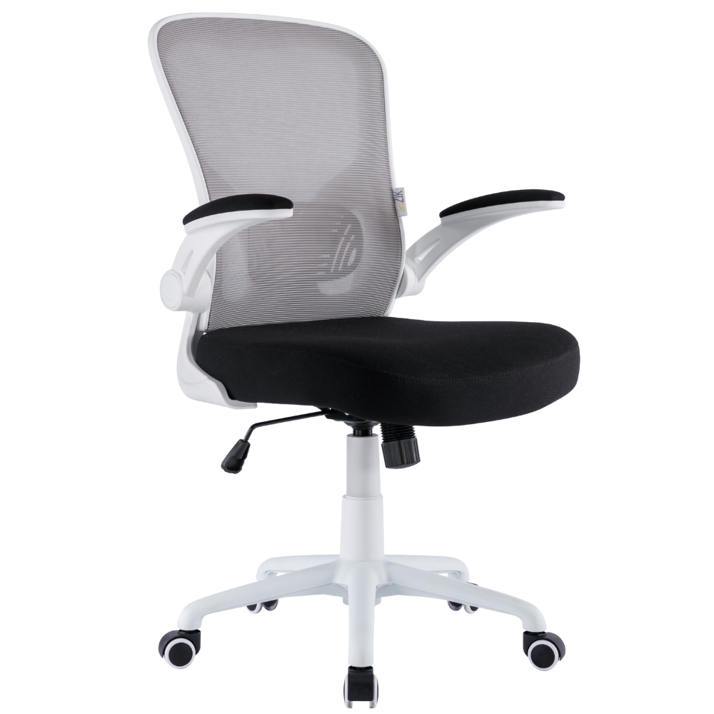 Chaise de bureau blanche ZIK, avec accoudoirs rabattables, soutien lombaire