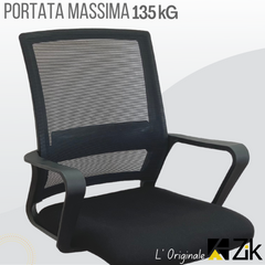Chaise De Bureau Ergonomique, Pivotante Et Ajustable, Support Lombaire - Noir 45x51x94/100h 