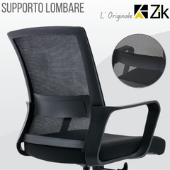 Chaise De Bureau Ergonomique, Pivotante Et Ajustable, Support Lombaire - Noir 45x51x94/100h 