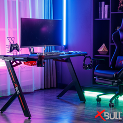 Scrivania Gaming con LED X-BULL Ergonomica - Accessori Inclusi – ZIK Home