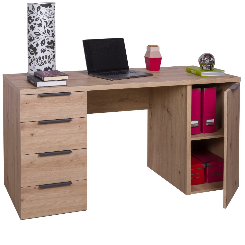 SHW Scrivania Per Computer 40 Pollici Home Office - Acero - Struttura In Acciaio, Facile Da Montare - Design Moderno - 2